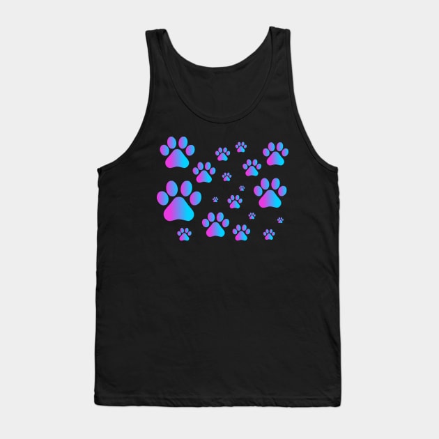 Purple Blue Ombre Pawprint Pattern Tank Top by Art by Deborah Camp